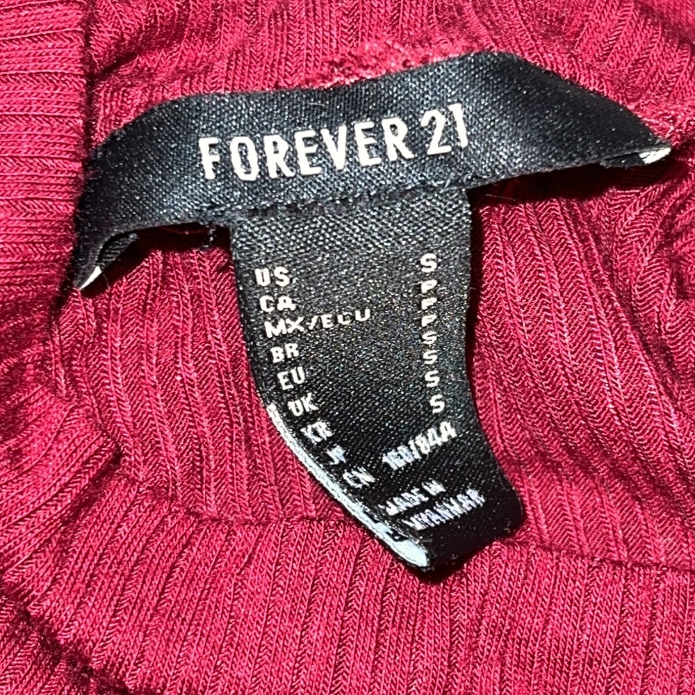 Forever 21 Dark Red Ribbed High Neck Long Sleeve Bodysuit Sexy - Picture 5 of 5